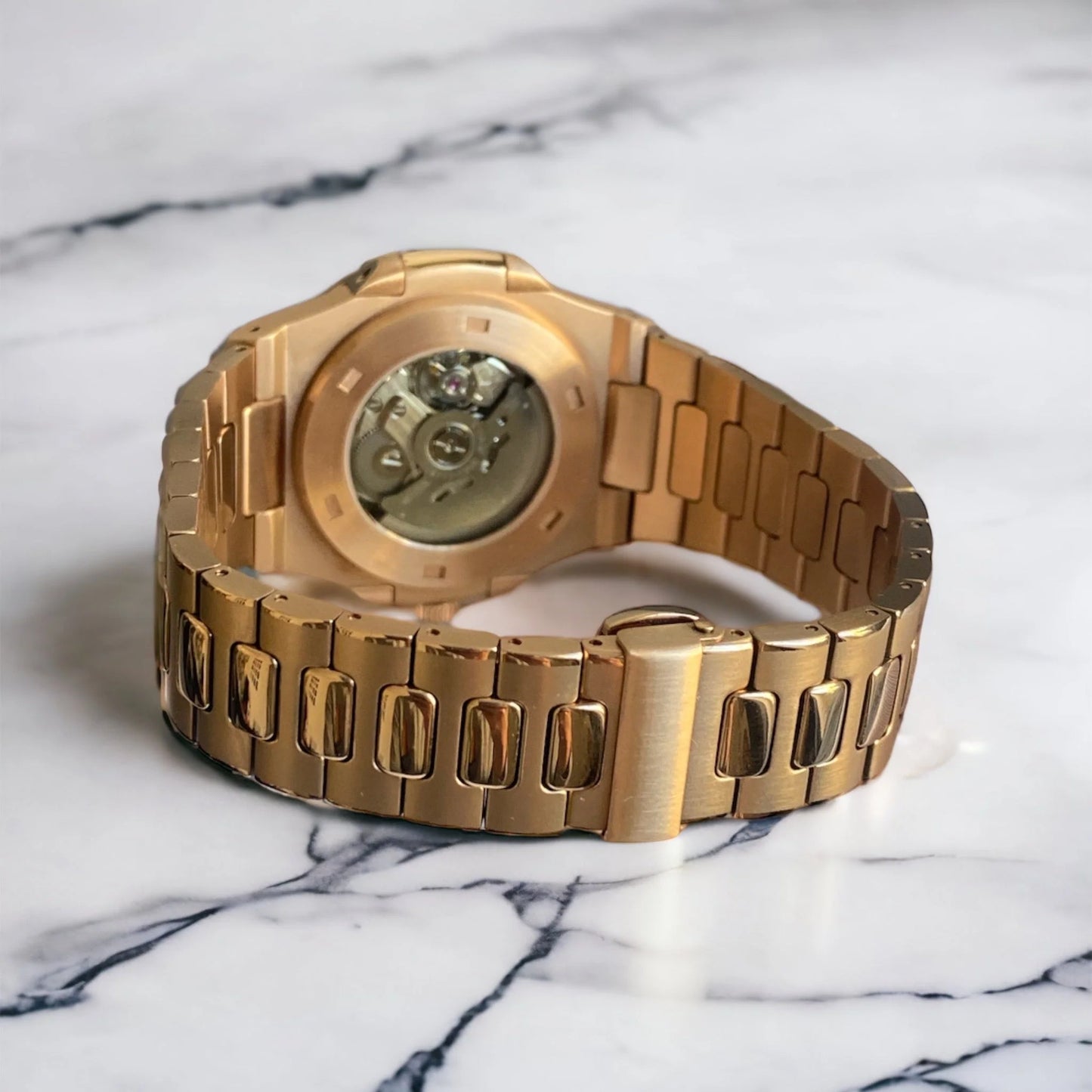 Seiko Mod Nautilus "Open Heart Rose Gold Chocolate"