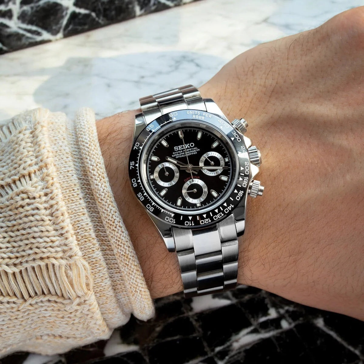 Seiko Mod Daytona "Panda Platinum"