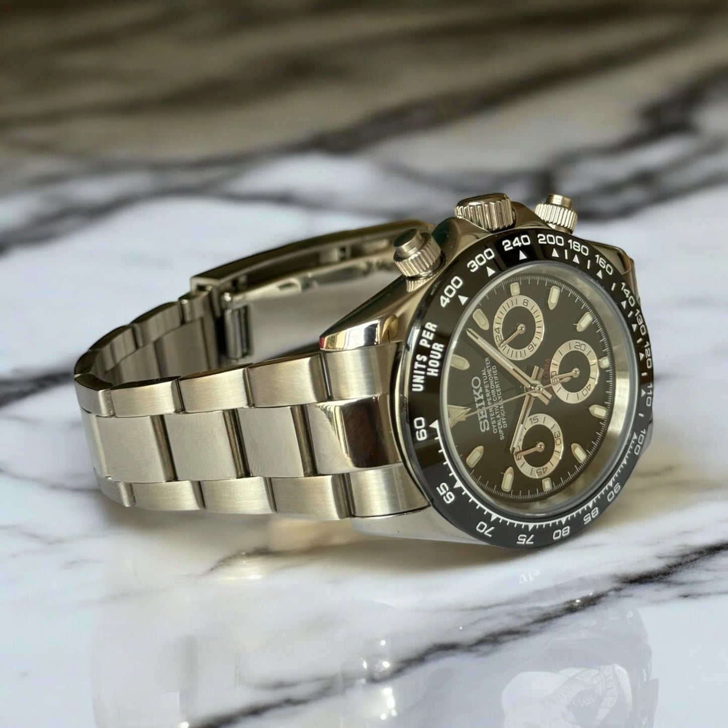 Seiko Mod Daytona "Panda Platinum"