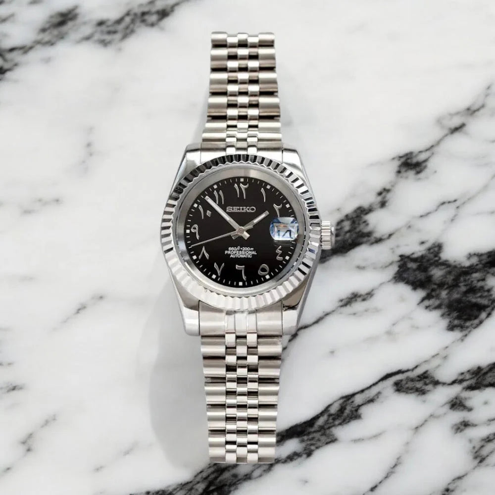 Seiko Mod Datejust "Black Arabic"