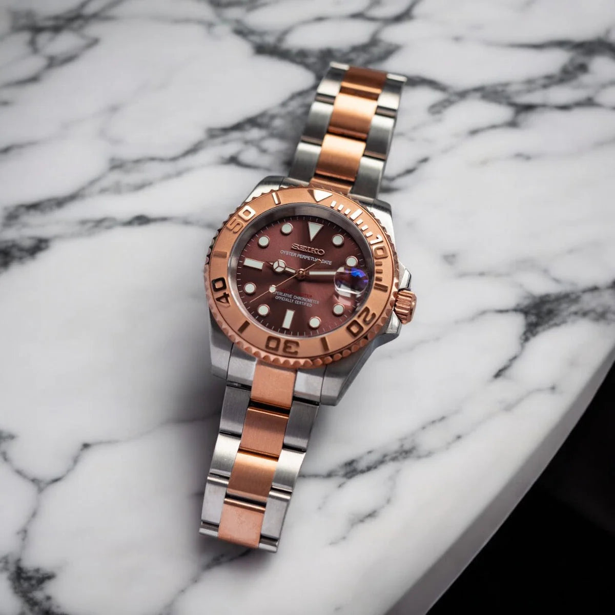 Seiko Mod Yacht-Master "Rose/Silver"