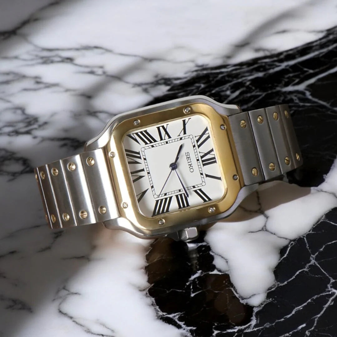 Seiko Mod Santos "Two Tone Gold & Steel"