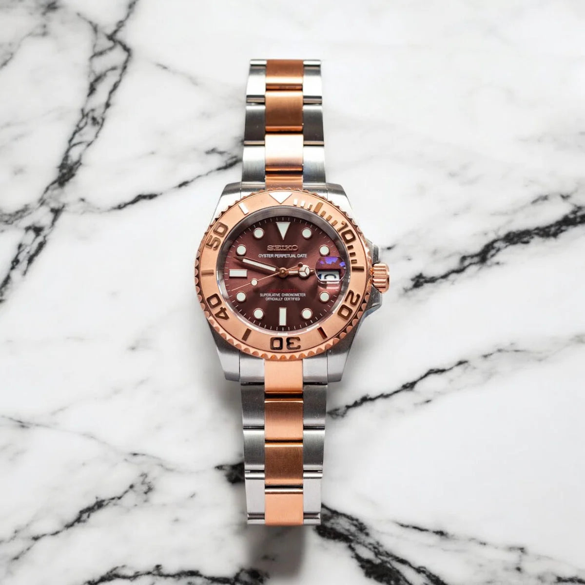 Seiko Mod Yacht-Master "Rose/Silver"