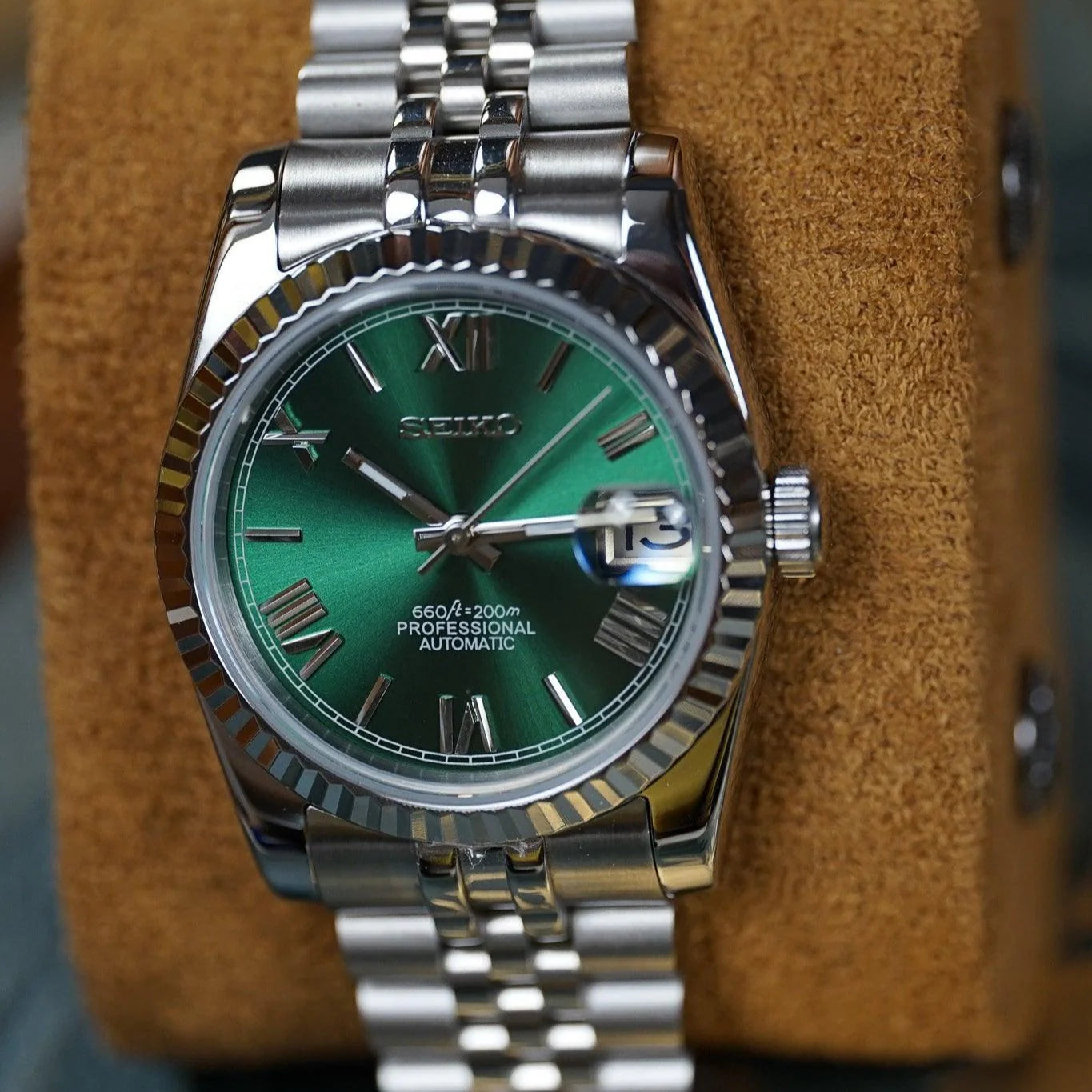 Seiko Mod Datejust "Green Roman"